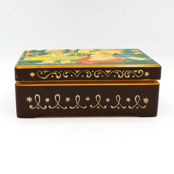 Vintage Wood Reuge Music Box Dutch Kids Art by Juan Ferrandiz Decoupage Style - Picture 5 of 8